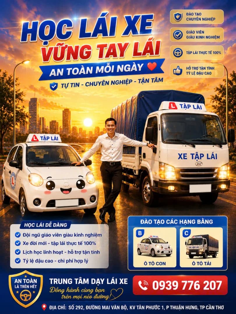 Thầy Nguyễn Văn Sơn Tùng: Dạy Lái Xe Hạng A, B, C tại Cần Thơ, Hậu Giang, Vĩnh Long